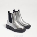 ילדים הַנעָלָה Sam Edelman מגף לגונה צ'לסי עור כסף רך 4XL22X969