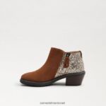 ילדים הַנעָלָה Sam Edelman מגפף קרסול גבול חום 4XL22X1004 - Image 4