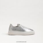 ילדים הַנעָלָה Sam Edelman נעלי ספורט שרוכים של פרג כסף רך 4XL22X923 - Image 2