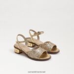 ילדים הַנעָלָה Sam Edelman סנדל עקב בלוק קיסוס זהב ענבר 4XL22X1036