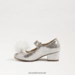 ילדים הַנעָלָה Sam Edelman עקב טליה בלוק מרי ג'יין כסף רך 4XL22X1047 - Image 4