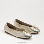 ילדים הַנעָלָה Sam Edelman פליציה בלט שטוח עור עלי זהב 4XL22X993
