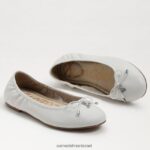 ילדים הַנעָלָה Sam Edelman פליציה בלט שטוח עור לבן בוהק 4XL22X991 - Image 7