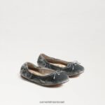 ילדים הַנעָלָה Sam Edelman פליציה בלט שטוח קטיפה כחולה מעושנת 4XL22X982