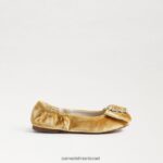 ילדים הַנעָלָה Sam Edelman שטוח בלט פארה קטיפה זעפרן 4XL22X1056 - Image 2