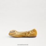 ילדים הַנעָלָה Sam Edelman שטוח בלט פארה קטיפה זעפרן 4XL22X1056 - Image 4