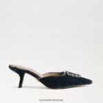 נשים הַנעָלָה Sam Edelman בריט חתלתול פרד עקב קטיפה ספיר עמוקה 4XL22X433 - Image 2
