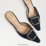 נשים הַנעָלָה Sam Edelman בריט חתלתול פרד עקב קטיפה ספיר עמוקה 4XL22X433 - Image 7