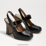 נשים הַנעָלָה Sam Edelman גילie slingback מרי ג'יין עקב פטנט שחור 4XL22X316
