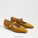 נשים הַנעָלָה Sam Edelman ג'ין מרי ג'יין מחודדת בוהן שטוחה קטיפה זעפרן 4XL22X540