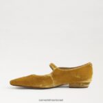 נשים הַנעָלָה Sam Edelman ג'ין מרי ג'יין מחודדת בוהן שטוחה קטיפה זעפרן 4XL22X540 - Image 4