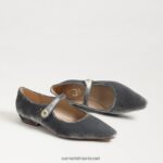 נשים הַנעָלָה Sam Edelman ג'ין מרי ג'יין מחודדת בוהן שטוחה קטיפה כחולה מעושנת 4XL22X541 - Image 7