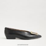 נשים הַנעָלָה Sam Edelman ג'נינה מחודדת בוהן שטוחה עור שחור 4XL22X394 - Image 2