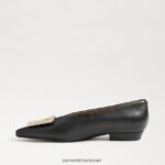 נשים הַנעָלָה Sam Edelman ג'נינה מחודדת בוהן שטוחה עור שחור 4XL22X394 - Image 4