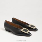 נשים הַנעָלָה Sam Edelman ג'נינה מחודדת בוהן שטוחה עור שחור 4XL22X394