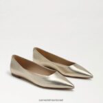 נשים הַנעָלָה Sam Edelman וונדה מחודדת בוהן שטוחה עור זהב מותך 4XL22X481