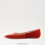נשים הַנעָלָה Sam Edelman וונדה מחודדת בוהן שטוחה קטיפה כתומה קניון 4XL22X475 - Image 4