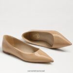 נשים הַנעָלָה Sam Edelman וונדה מחודדת בוהן שטוחה פטנט חול זהוב 4XL22X482 - Image 7