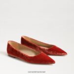 נשים הַנעָלָה Sam Edelman וונדה מחודדת בוהן שטוחה קטיפה כתומה קניון 4XL22X475