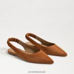 נשים הַנעָלָה Sam Edelman ויטני slingback בוהן מחודדת שטוחה גבול חום 4XL22X739