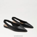 נשים הַנעָלָה Sam Edelman ויטני slingback בוהן מחודדת שטוחה עור שחור 4XL22X736
