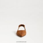 נשים הַנעָלָה Sam Edelman ויטני slingback בוהן מחודדת שטוחה גבול חום 4XL22X739 - Image 3
