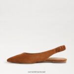 נשים הַנעָלָה Sam Edelman ויטני slingback בוהן מחודדת שטוחה גבול חום 4XL22X739 - Image 4