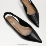 נשים הַנעָלָה Sam Edelman ויטני slingback בוהן מחודדת שטוחה עור שחור 4XL22X736 - Image 7