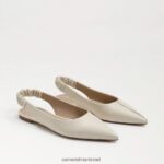 נשים הַנעָלָה Sam Edelman ויטני slingback בוהן מחודדת שטוחה עור שנהב מודרני 4XL22X737