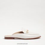נשים הַנעָלָה Sam Edelman ליני נשך פרד עור לבן בוהק 4XL22X80 - Image 2
