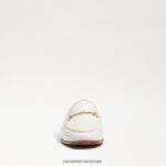 נשים הַנעָלָה Sam Edelman ליני נשך פרד עור לבן בוהק 4XL22X80 - Image 3