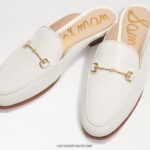 נשים הַנעָלָה Sam Edelman ליני נשך פרד עור לבן בוהק 4XL22X80 - Image 7