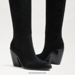 נשים הַנעָלָה Sam Edelman מגף אנבל בגובה הברך זמש שחור 4XL22X859 - Image 7