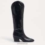 נשים הַנעָלָה Sam Edelman מגף מערבי בריטן עור שחור 4XL22X815 - Image 2