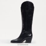 נשים הַנעָלָה Sam Edelman מגף מערבי בריטן עור שחור 4XL22X815 - Image 4