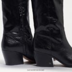 נשים הַנעָלָה Sam Edelman מגף מערבי בריטן עור שחור 4XL22X815 - Image 7