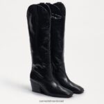 נשים הַנעָלָה Sam Edelman מגף מערבי בריטן עור שחור 4XL22X815