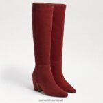 נשים הַנעָלָה Sam Edelman מגף סולמה בגובה הברך זמש לבנים 4XL22X883