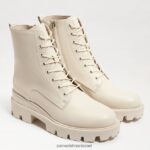 נשים הַנעָלָה Sam Edelman מגף קרבי של פלטפורמת גארט עור שנהב מודרני 4XL22X625