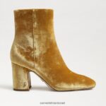 נשים הַנעָלָה Sam Edelman מגפון קרסול חום קטיפה זעפרן 4XL22X783 - Image 2