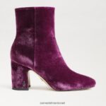 נשים הַנעָלָה Sam Edelman מגפון קרסול חום קטיפה סחלב עמוקה 4XL22X782 - Image 2