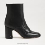 נשים הַנעָלָה Sam Edelman מגפון קרסול פננה עור שחור 4XL22X853 - Image 2
