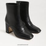 נשים הַנעָלָה Sam Edelman מגפון קרסול פננה עור שחור 4XL22X853