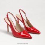 נשים הַנעָלָה Sam Edelman משאבת slingback לוז פטנט אדום אודם 4XL22X664