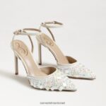 נשים הַנעָלָה Sam Edelman משאבת slingback של אבריל פאייטים שנהב מודרניים 4XL22X734