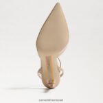 נשים הַנעָלָה Sam Edelman משאבת slingback של אבריל פטנט חול זהוב 4XL22X735 - Image 5