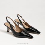 נשים הַנעָלָה Sam Edelman משאבת slingback של ביאנקה פטנט שחור 4XL22X93