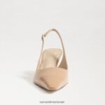 נשים הַנעָלָה Sam Edelman משאבת slingback של ביאנקה פטנט חול זהוב 4XL22X95 - Image 3