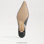 נשים הַנעָלָה Sam Edelman משאבת slingback של ביאנקה פטנט שחור 4XL22X93 - Image 6