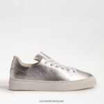 נשים הַנעָלָה Sam Edelman נעלי ספורט שרוכים של פרג עור כסף רך 4XL22X308 - Image 2